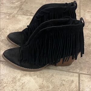 Coconuts by Matisse Black Fringe Ankle Booties